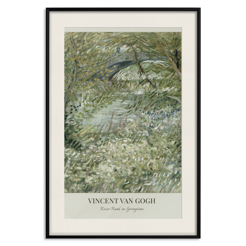Muur Posters Van Gogh Reproduction - The Riverside In Spring In Shades Of Green