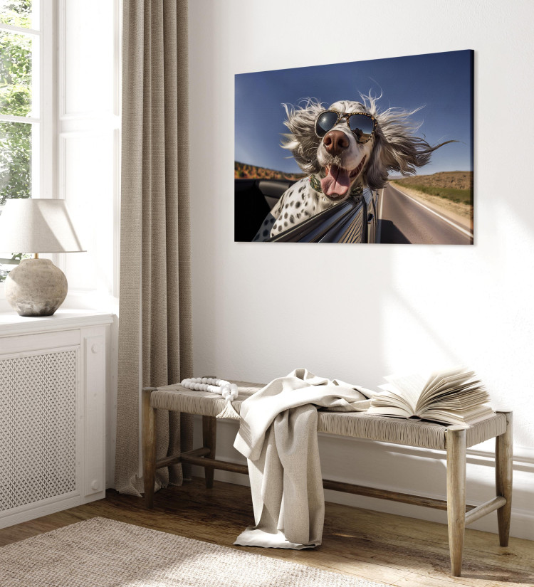 Målning AI English Setter Dog - Animal With Glasses Riding in a Car - Horizontal 150269 additionalImage 4
