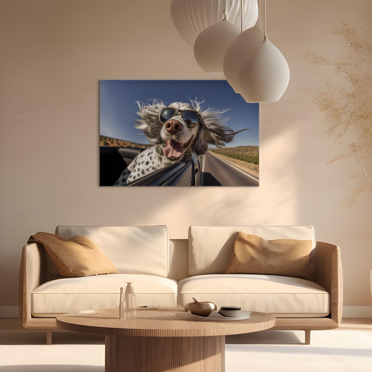 Målning AI English Setter Dog - Animal With Glasses Riding in a Car - Horizontal 150269 additionalImage 5