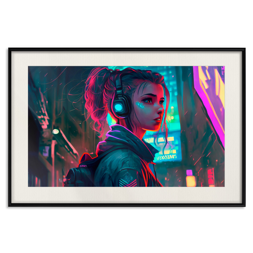 Cartaz Woman From A Computer - A Girl In The City In The Climate Of Cyberpunk