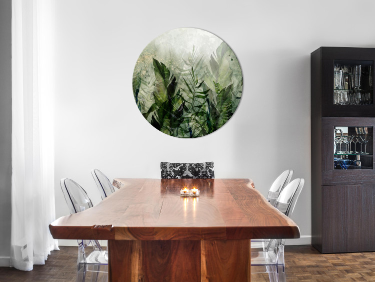 Round Canvas Tropical Plants - Jungle in Misty Dew in Shades of Green 151469 additionalImage 4