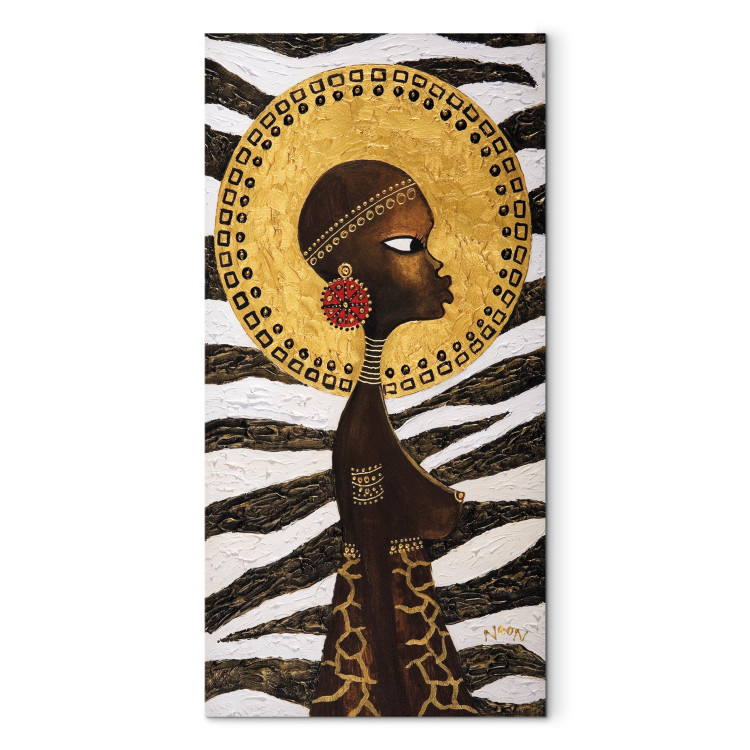 Tableau Femme africaine (1 pièce) - Portrait de femme avec motif animal 47169
