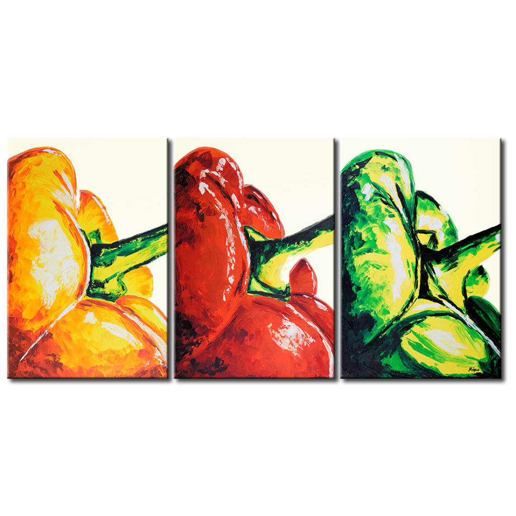 Schilderij  Keuken: Drie Paprika