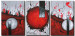 Tableau sur toile Feu (3 pièces) - abstraction avec des sphères grises et rouges 48069