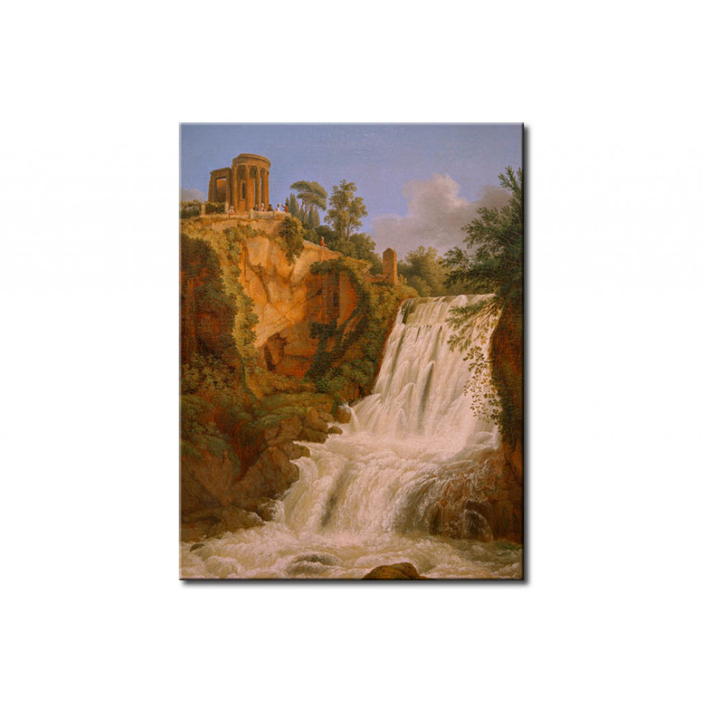 Målning Blick Auf Den Sibyllentempel Und Die Große Kaskade In Tivoli