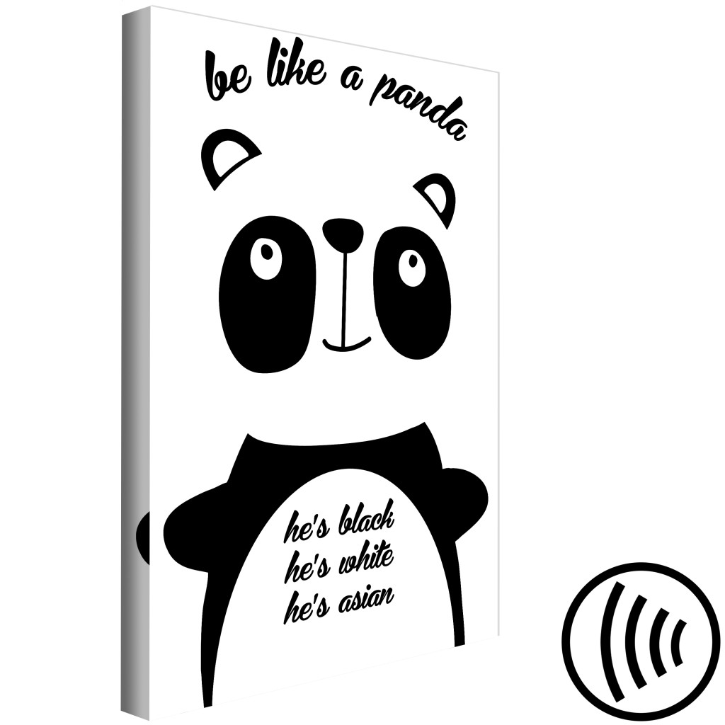 Quadro Panda Sábio (1 Peça) - Tema Gráfico Com Inscrições Em Inglês