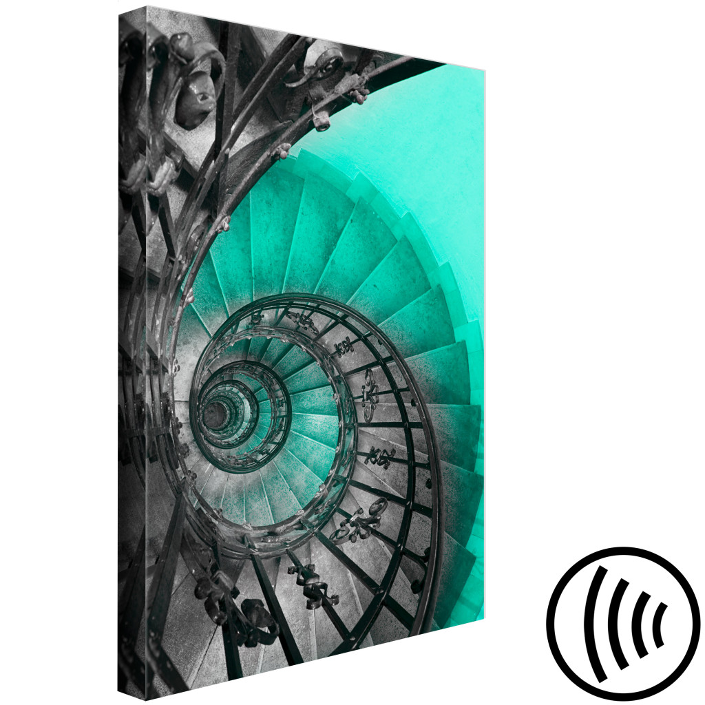 Quadro Pintado Arquitetura Espiral (1 Peça) - Escadas Abstratas Em Curva