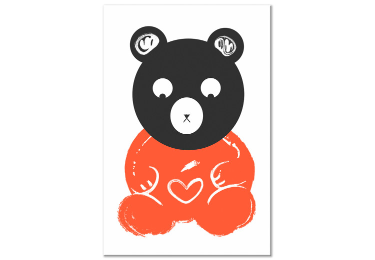 Cuadro en lienzo Oso de peluche enamorado - dibujo chulo para niños con temática animal