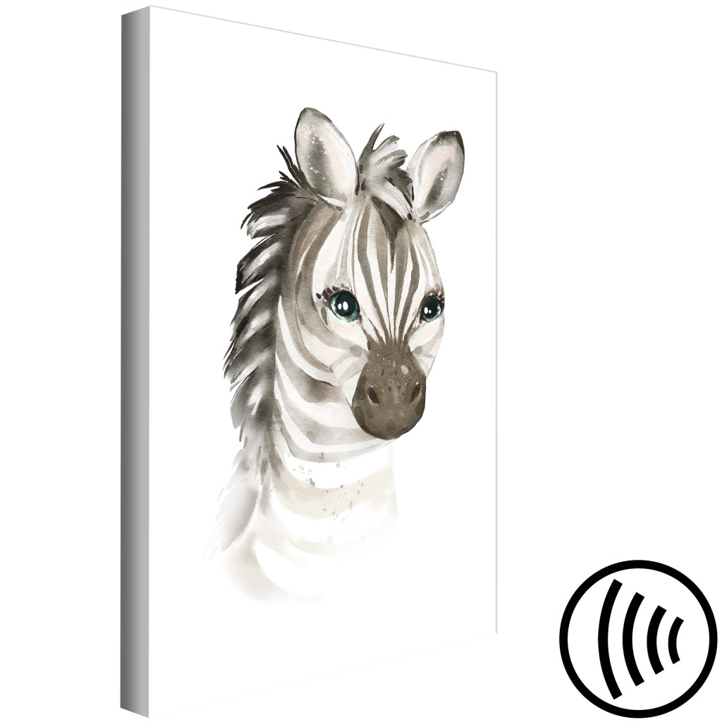 Quadro Pintado Desenho, Zebra Alegre - Composição Estilizada Como Uma Cor De água
