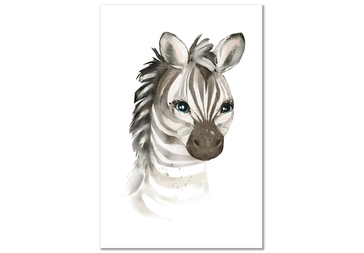 Quadro su tela Disegno, zebra gioiosa - una composizione stilizzata ad acquerello