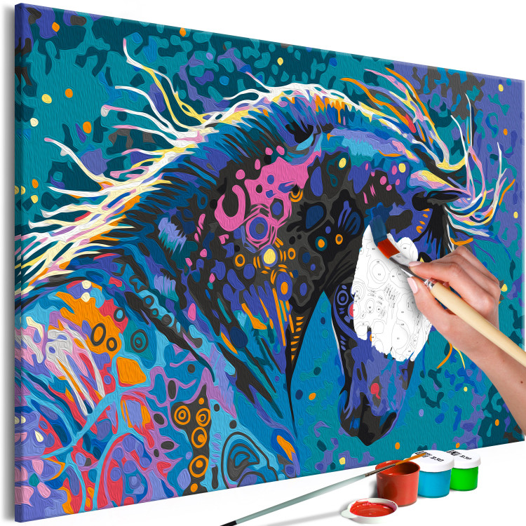 Obraz do malowania po numerach Rozgwieżdżony koń - kolorowe zwierzę w abstrakcyjnym umaszczeniu 144079 additionalImage 3