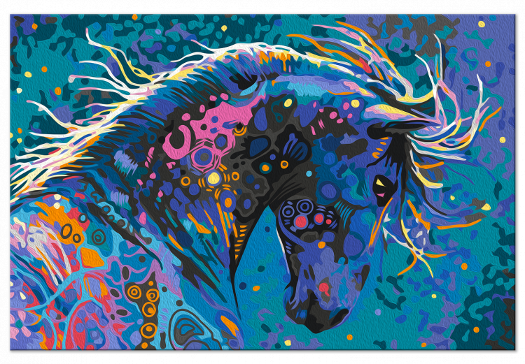 Måla med siffror Starry Horse - Colorful Animal with Abstract Fur 144079 additionalImage 4