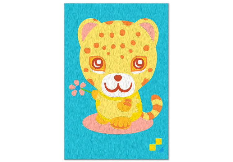 Painting Kit for Children Little Sprinter - Portrait of a Young Cheetah on a Blue Background 149779 additionalImage 7
