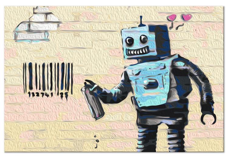 Paint by number Graffiti Robot - Youth Mural Painted on a Beige Brick 150379 additionalImage 4