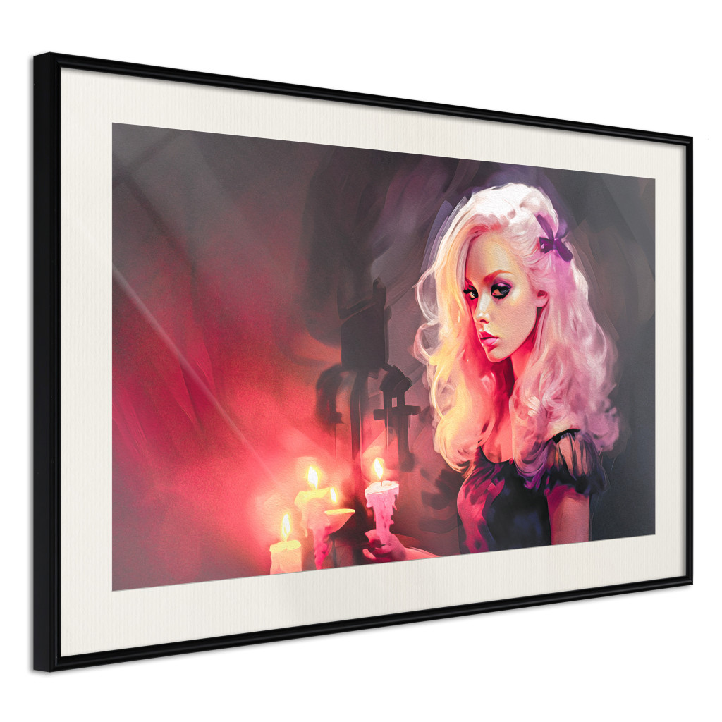 Poster Decorativo Girl With A Candle - A Beautiful And Mysterious Adept Of Black Magic