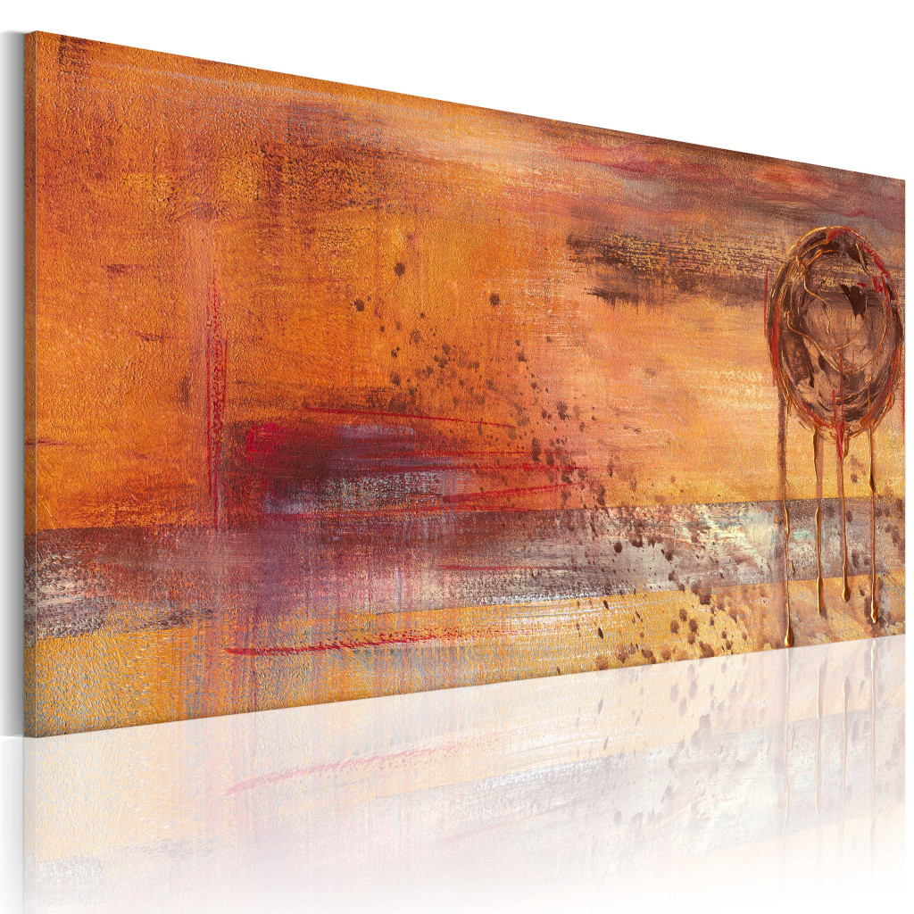 Schilderij  Abstract: Zon (1-delig) - Abstracte Compositie In Oranje Tinten