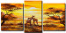Toile déco Girafes (3 pièces) - Animaux sur fond de savane au coucher du soleil 47579