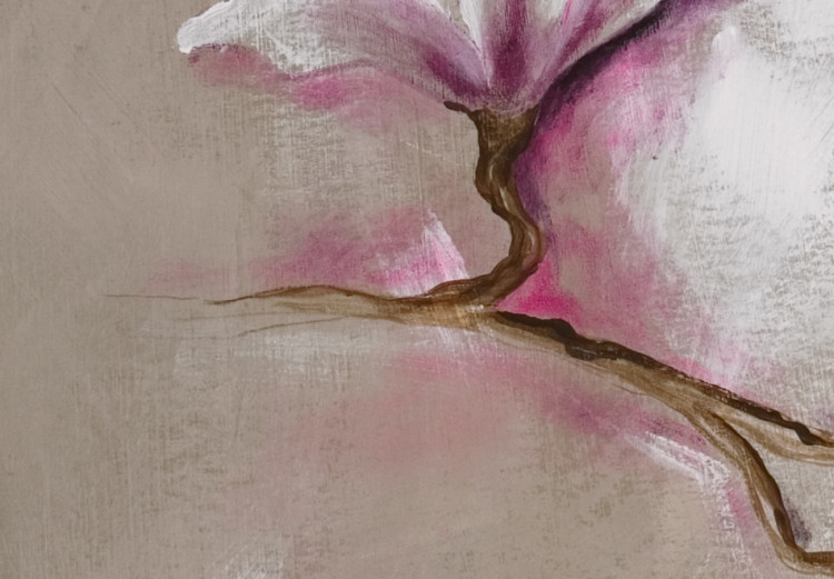 Tableau sur toile Magnolias pastel (1 pièce) - Fleurs artistiques sur fond beige 48479 additionalImage 4