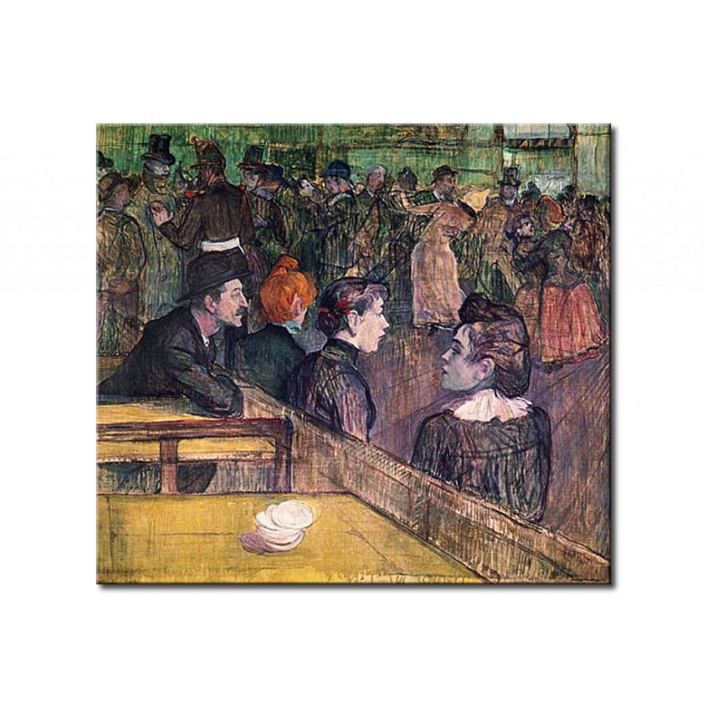 Schilderij  Henri De Toulouse-Lautrec: At The Moulin De La Galette