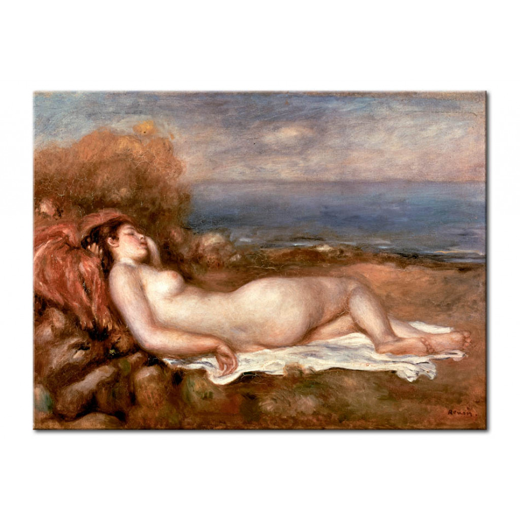 Schilderij  Pierre-Auguste Renoir: Baigneuse Couchee Au Bord De La Mer