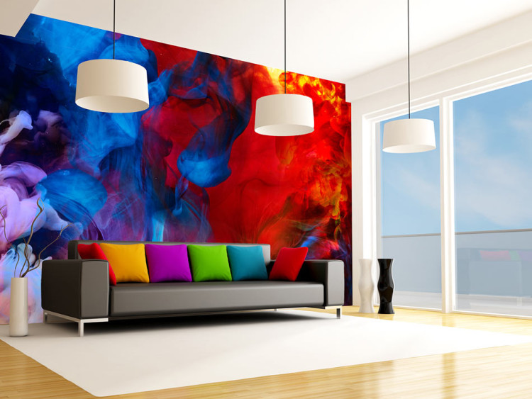 Wall Mural Colorful Flames - Abstract with colorful intermingling smoke