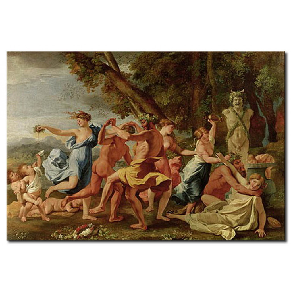 Schilderij  Nicolas Poussin: Bacchanal Before A Herm