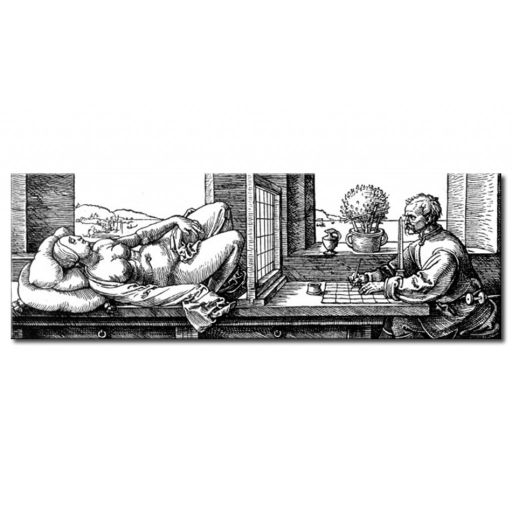Schilderij  Albrecht Dürer: Der Zeichner Des Liegenden Weibes
