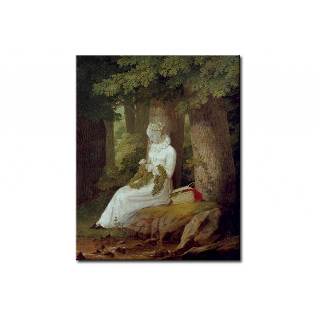 Schilderij  Georg Friedrich Kersting: Woman Binding A Garland