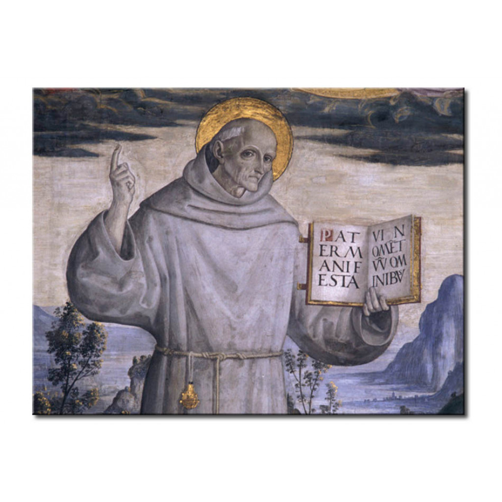 Schilderij  Pinturicchio: Der Heilige Bernhardin Von Siena Mit Zwei Heiligen