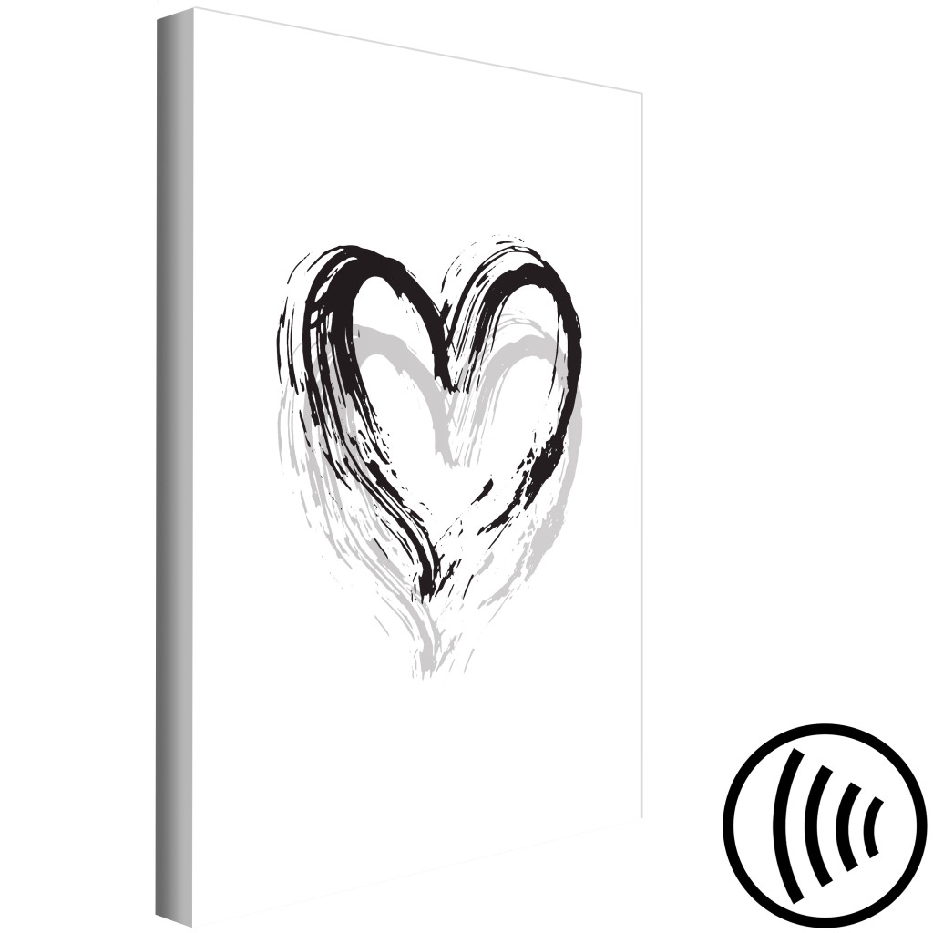 Schilderij  Liefde: Hart In Twee Tinten (1-delig) - Zwart-wit Symbool Van Liefde