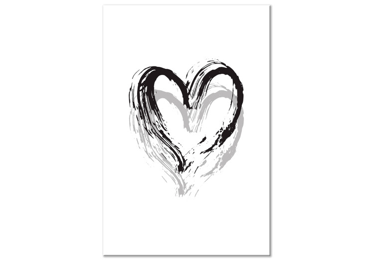 Canvas Heart in Two Shades (1-part) - Black and White Symbol of Love