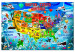 Leinwandbild USA Landkarte für Kinder - farbige Zeichnungen mit Staatensymbolen 127889