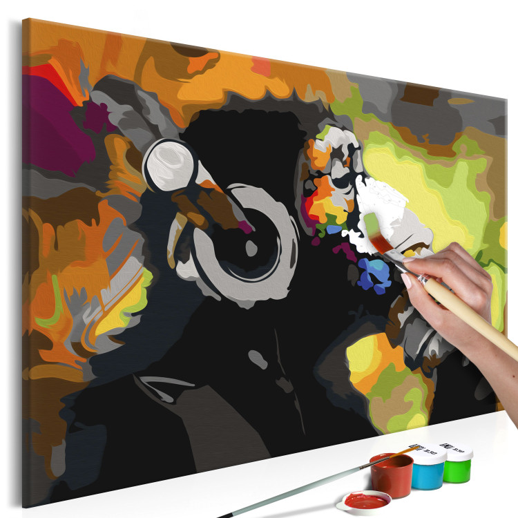 Wandbild zum Ausmalen Affe mit Kopfhörer (Multicolor) 132489 additionalImage 3