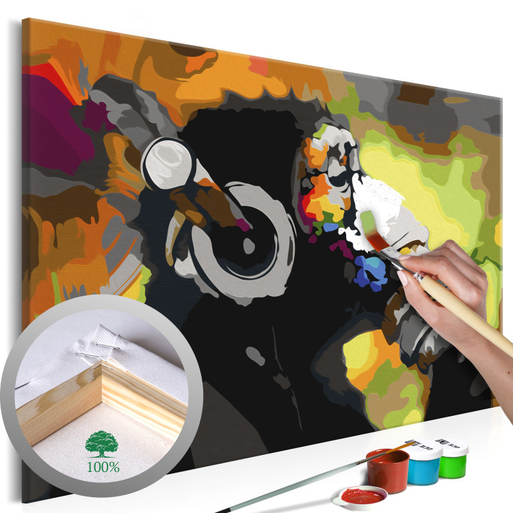 Wandbild zum Ausmalen Affe mit Kopfhörer (Multicolor) 132489