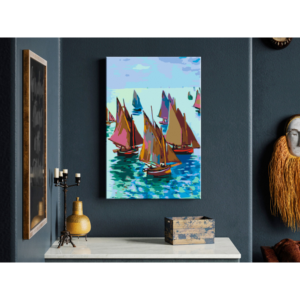 Desenho Para Pintar Com Números Claude Monet: Fishing Boats