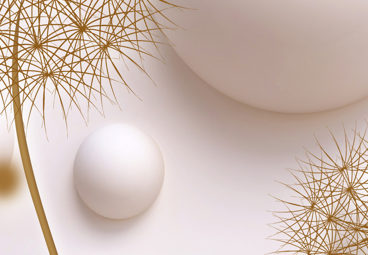 Fototapeta Słodka glazura - abstrakcyjne bańki przypominające nowoczesne desery w kolorze magnolii z motywem złotych dmuchawców 137889 additionalImage 4