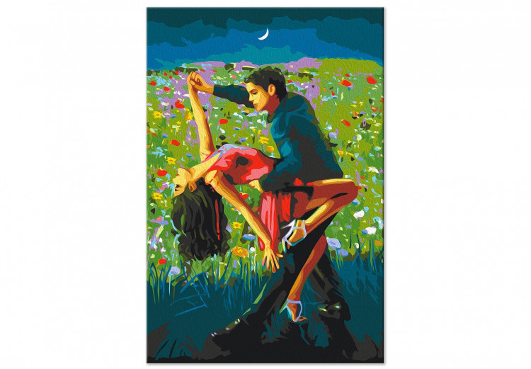 Obraz do malowania po numerach Tango w świetle księżyca - tańcząca para na kolorowej łące 144089 additionalImage 7