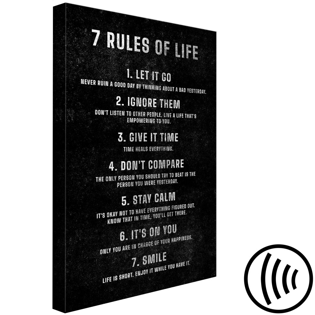 Obraz Życiowe Zasady - Motywujący Tekst Na Czarnym Tle
