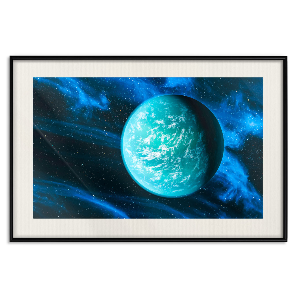Plakat: Niebieska Planeta - Wizualizacja Kosmosu W Ciemnej Tonacji