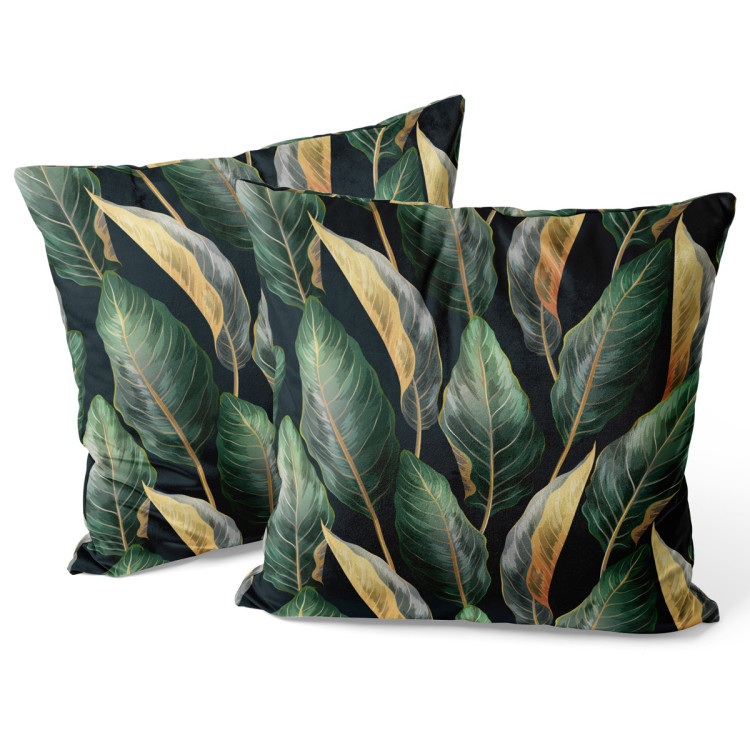 Kissen Velours Gold-green leaves - a floral pattern 147089 additionalImage 3