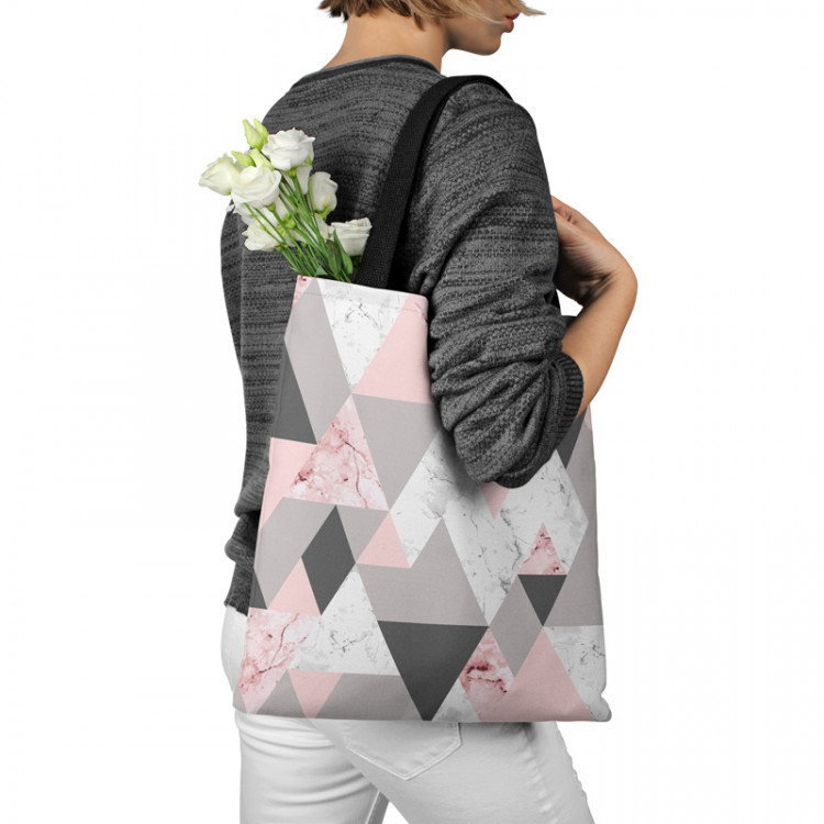 Totebag Powdery triangles - geometric, minimalist motif in shades of pink 147489 additionalImage 3