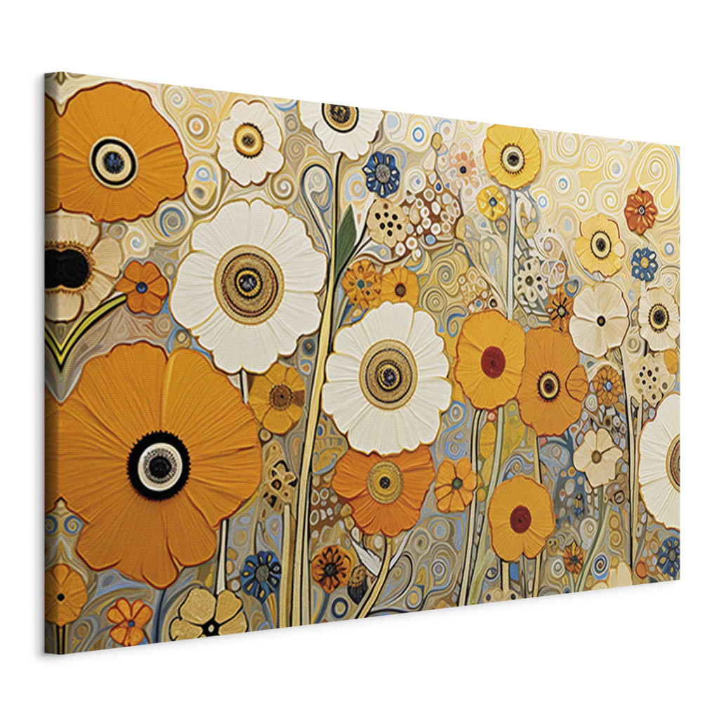 Schilderij Orange Meadow - A Composition Of Flowers In The Style Of Klimt’s Paintings [Large Format]