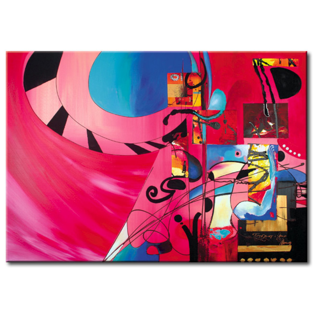 Schilderij  Abstract: Abstractie (1-delig) - Kleurrijke Fantasie Op Een Achtergrond In Roze Tinten