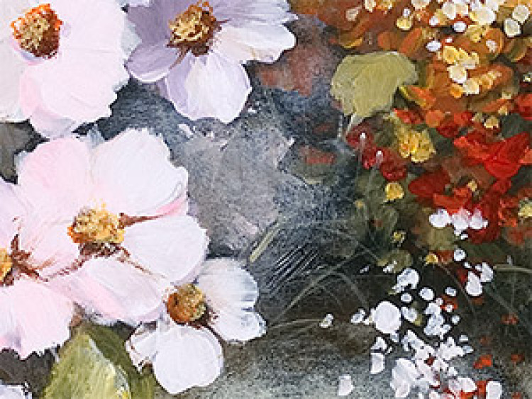 Leinwandbild Blumen im Krug (3-teilig) - Stillleben mit bunten Blumen 48489 additionalImage 3