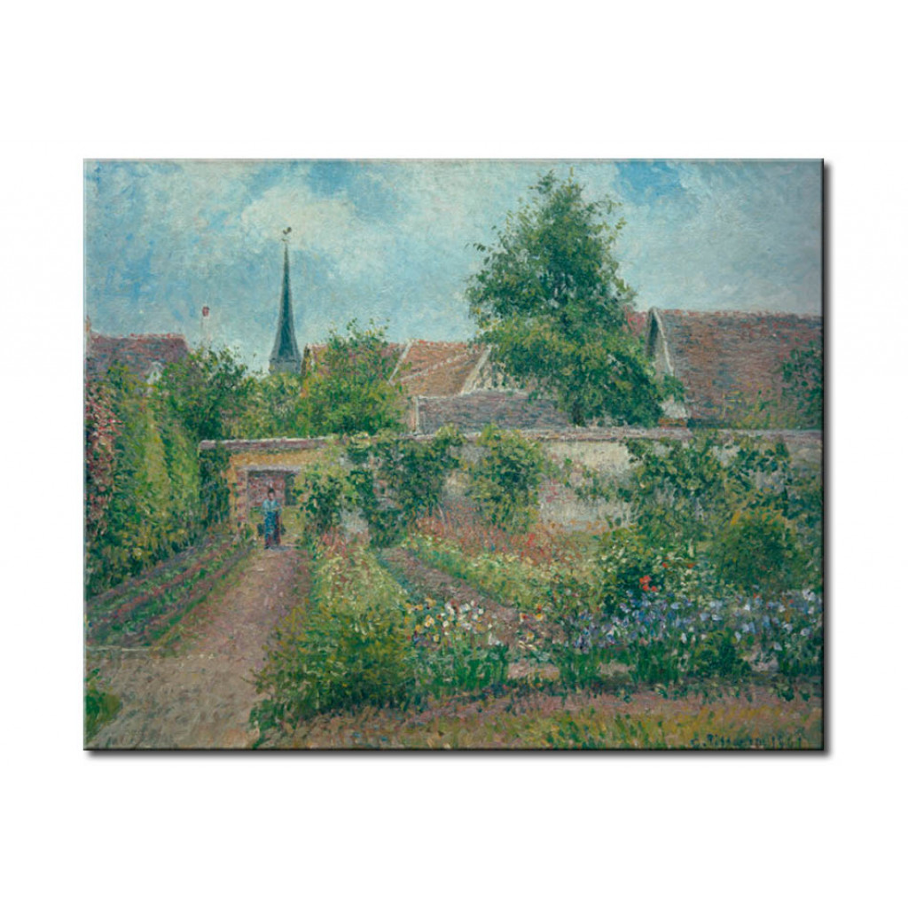 Schilderij  Camille Pissarro: Vegetable Garden In Eragny, Overcast Sky, Morning