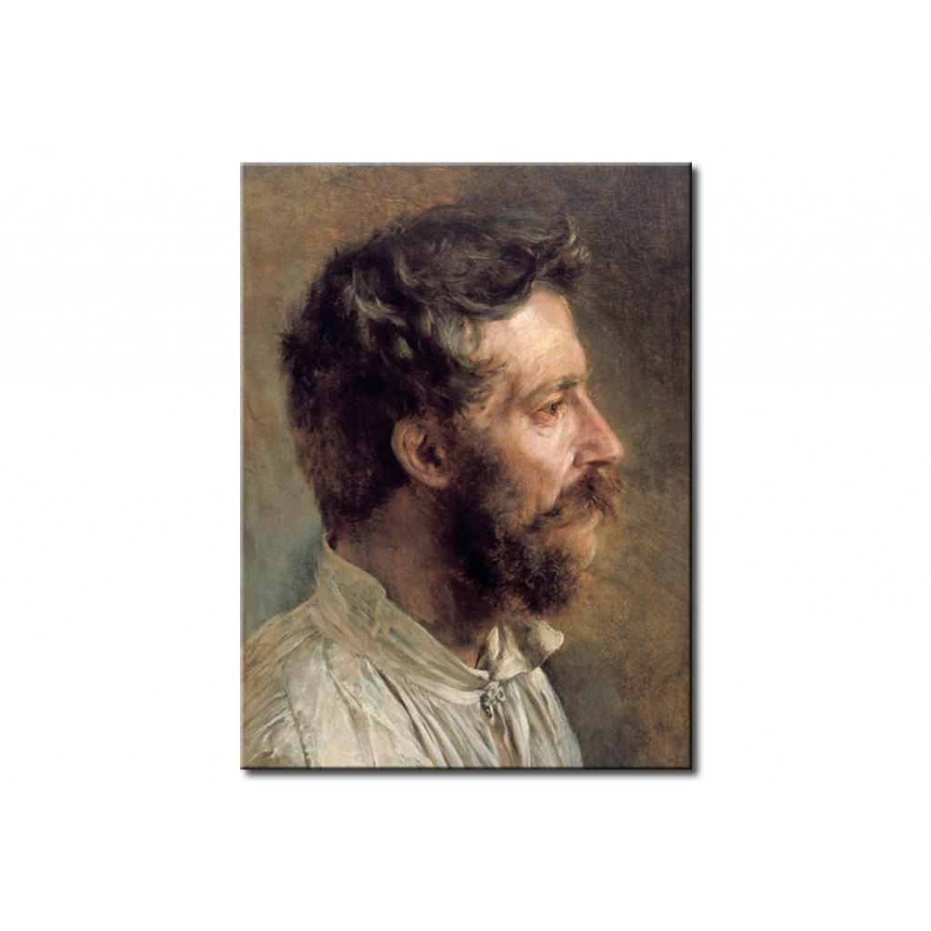Schilderij  Adolph Von Menzel: Head Of A Bearded Worker In Profile