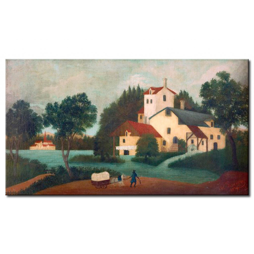 Schilderij  Henri Rousseau: L'Attelage Devant Le Moulin