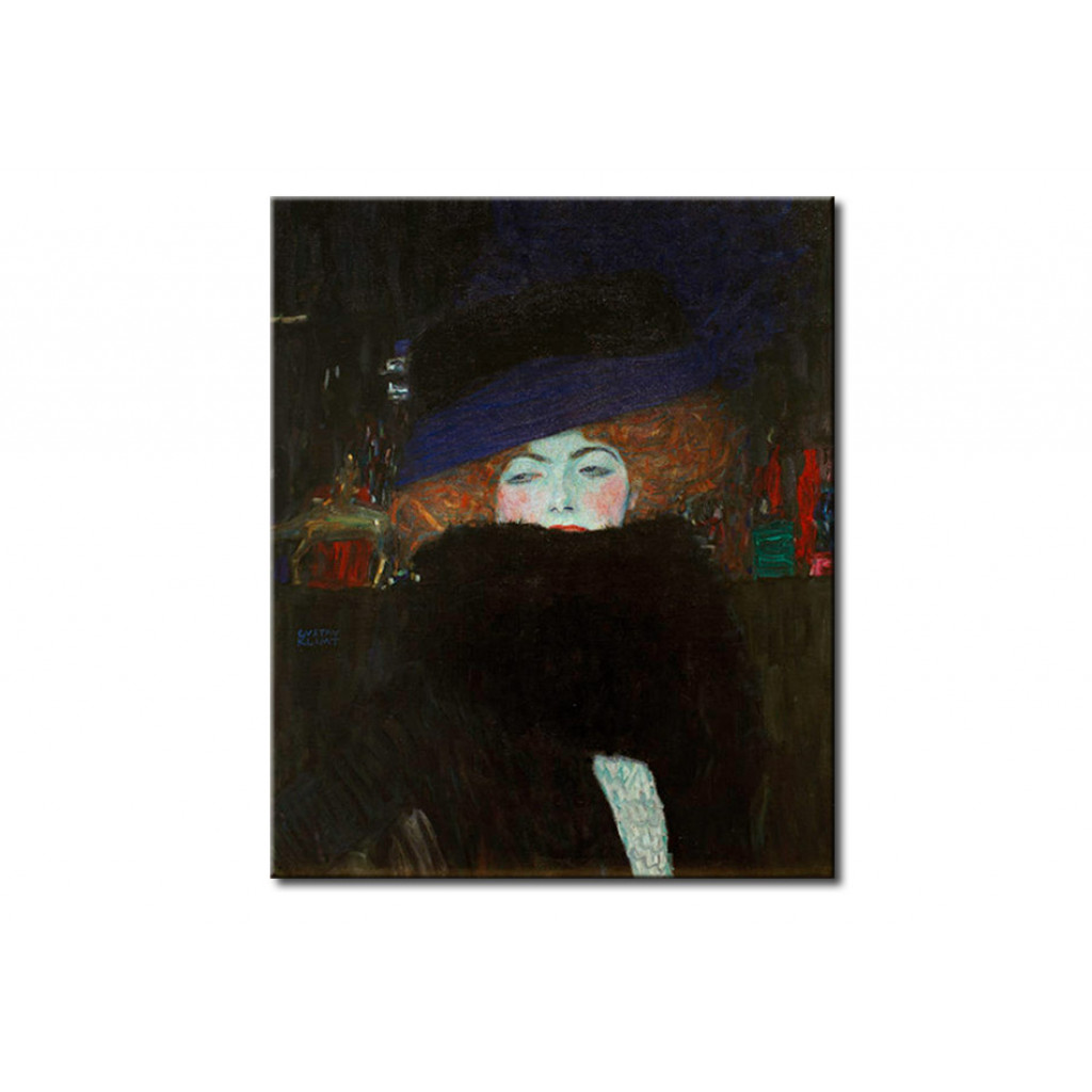 Schilderij  Gustav Klimt: Woman With Hat And Featherboa