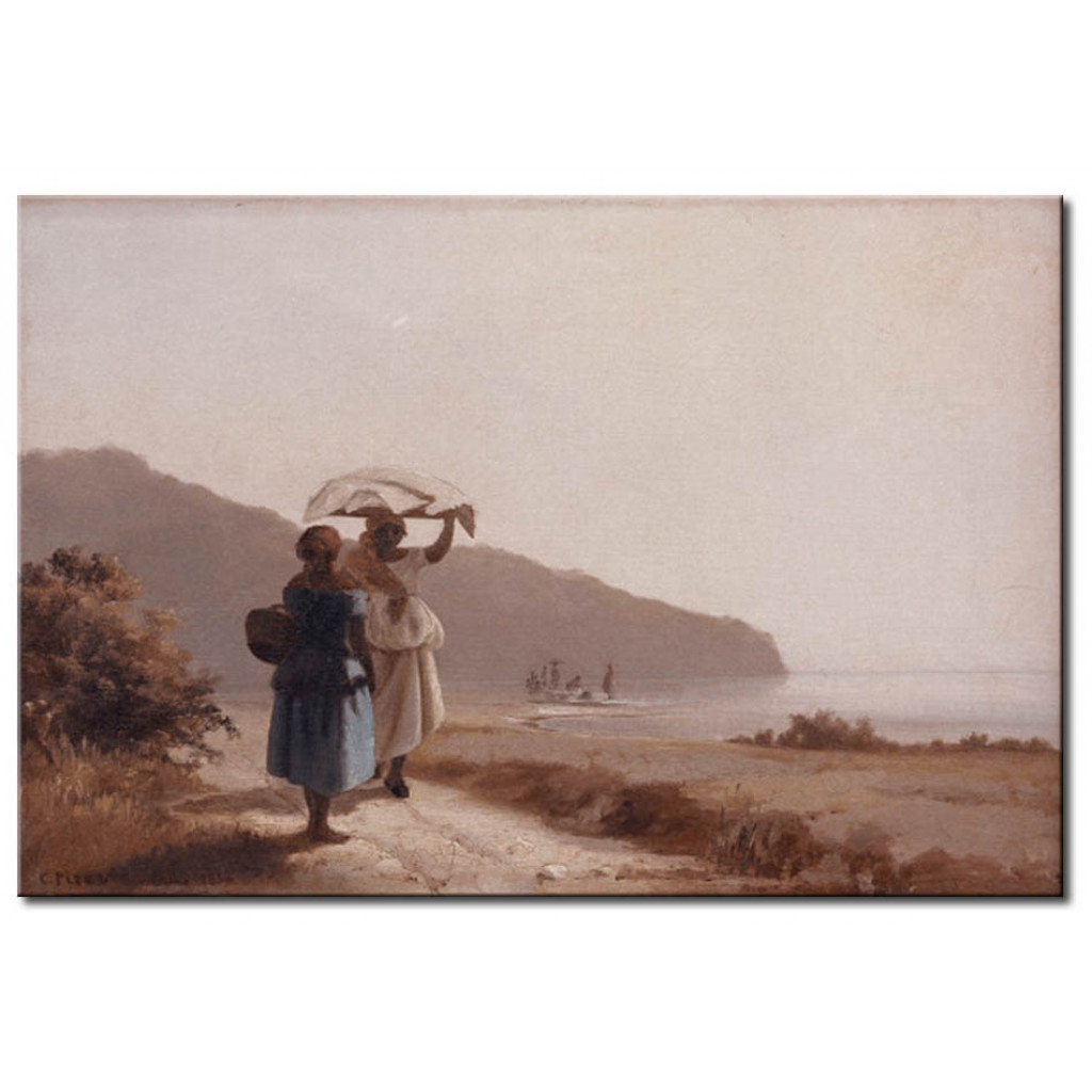Schilderij  Camille Pissarro: Zwei Frauen, Sich Am Strand Unterhaltend, Saint-Thomas