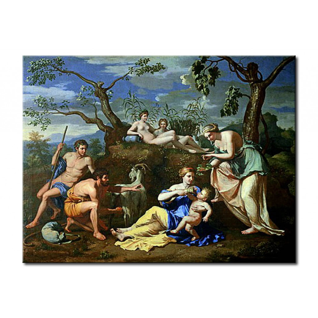 Schilderij  Nicolas Poussin: The Feeding Of The Child Jupiter